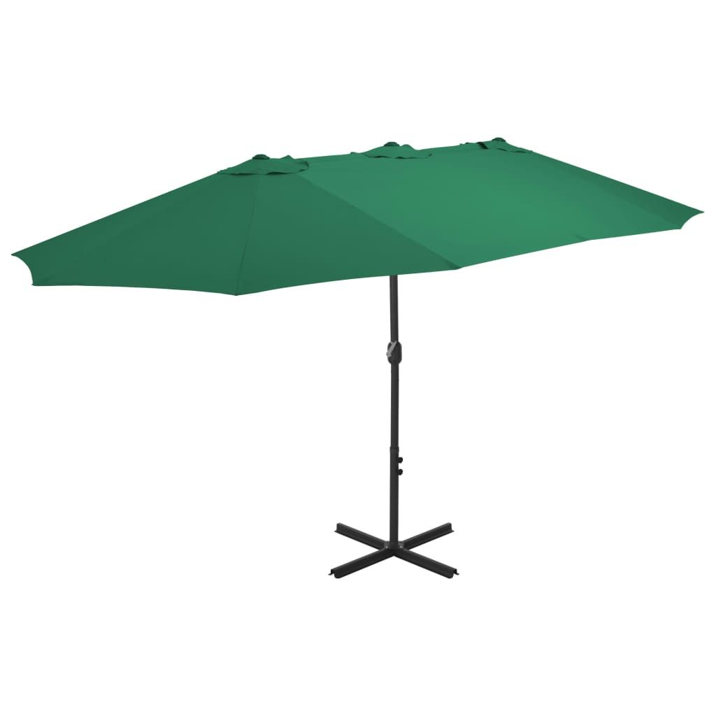 vidaXL Garden Parasol with Aluminum Pole 181.1"x106.3" Green