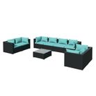 vidaXL 9 Piece Patio Lounge Set with Cushions Poly Rattan Black