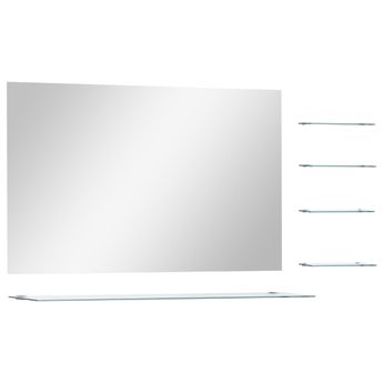 vidaXL Wall Mirror with 5 Shelves Silver 39.4"x23.6"