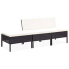 vidaXL 3 Piece Garden Lounge Set with Cushions Poly Rattan Black