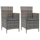 vidaXL Garden Dining Chairs 2 pcs Poly Rattan Grey
