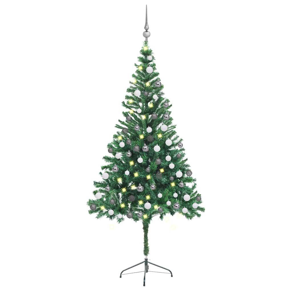 vidaXL Artificial Pre-lit Christmas Tree with Ball Set 70.9" 564 Branches