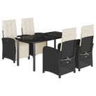 vidaXL 5 Piece Patio Dining Set with Cushions Black Poly Rattan