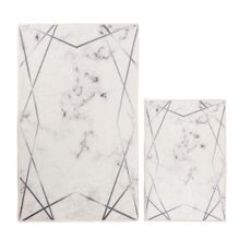 White/grey bathroom rugs in a set of 2 60x100 cm Geometric – Mila Home