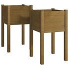vidaXL Garden Planters 2 pcs Honey Brown 15.7"x15.7"x27.6" Solid Wood Pine