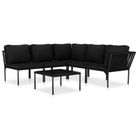 vidaXL 6 Piece Patio Lounge Set with Cushions Black PVC