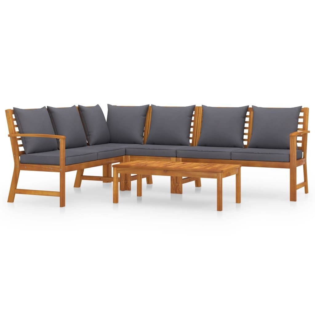 vidaXL 5 Piece Patio Lounge Set with Cushion Solid Acacia Wood