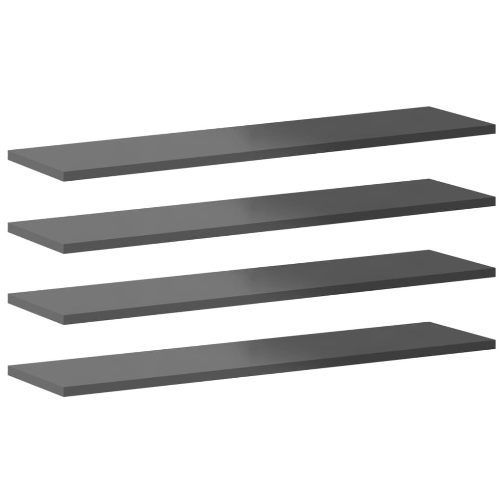vidaXL Bookshelf Boards 8 pcs High Gloss Grey 80x20x1.5 cm Engineered Wood