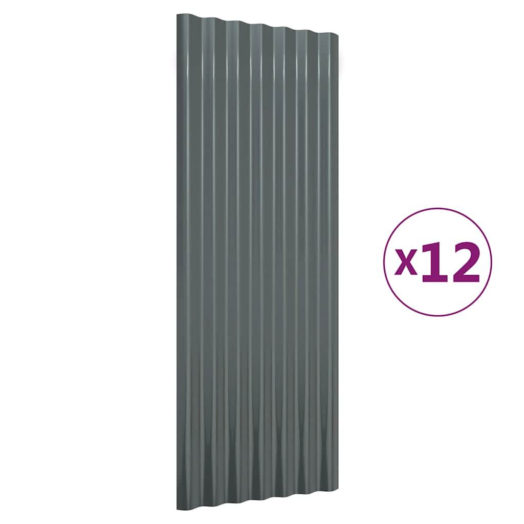 vidaXL Roof Panels 12 pcs Galvanized Steel Anthracite 39.4"x14.2"