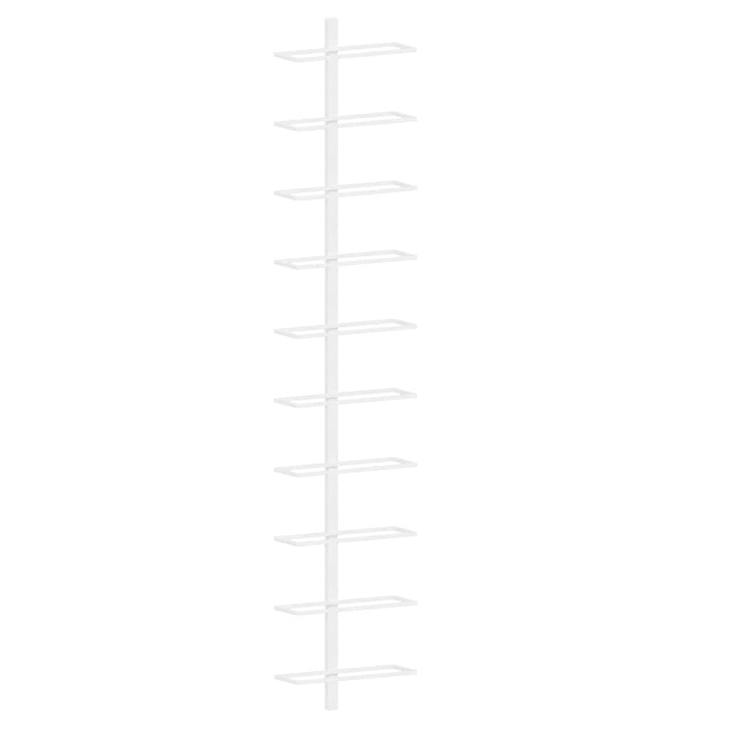 vidaXL Wall-mounted Wine Rack for 10 Bottles White Metal