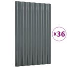 vidaXL Roof Panels 36 pcs Galvanised Steel Anthracite 60x36 cm
