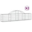 vidaXL Arched Gabion Baskets 2 pcs 200x30x40/60 cm Galvanised Iron
