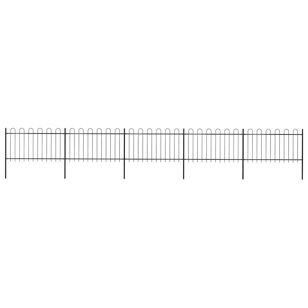 vidaXL Garden Fence with Hoop Top Steel 892.5x100 cm Black