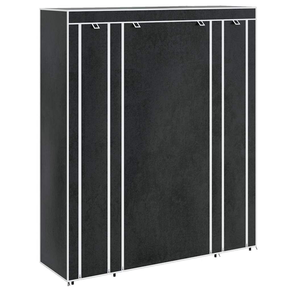 vidaXL Fabric Wardrobe with Compartments and Rods 17.7"x59"x69" Black