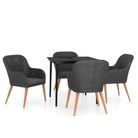 vidaXL 5 Piece Patio Dining Set with Cushions Black