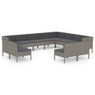 vidaXL 12 Piece Garden Lounge Set with Cushions Poly Rattan Grey