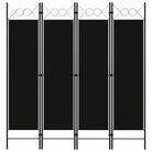 vidaXL 4-Panel Room Divider Black 160x180 cm