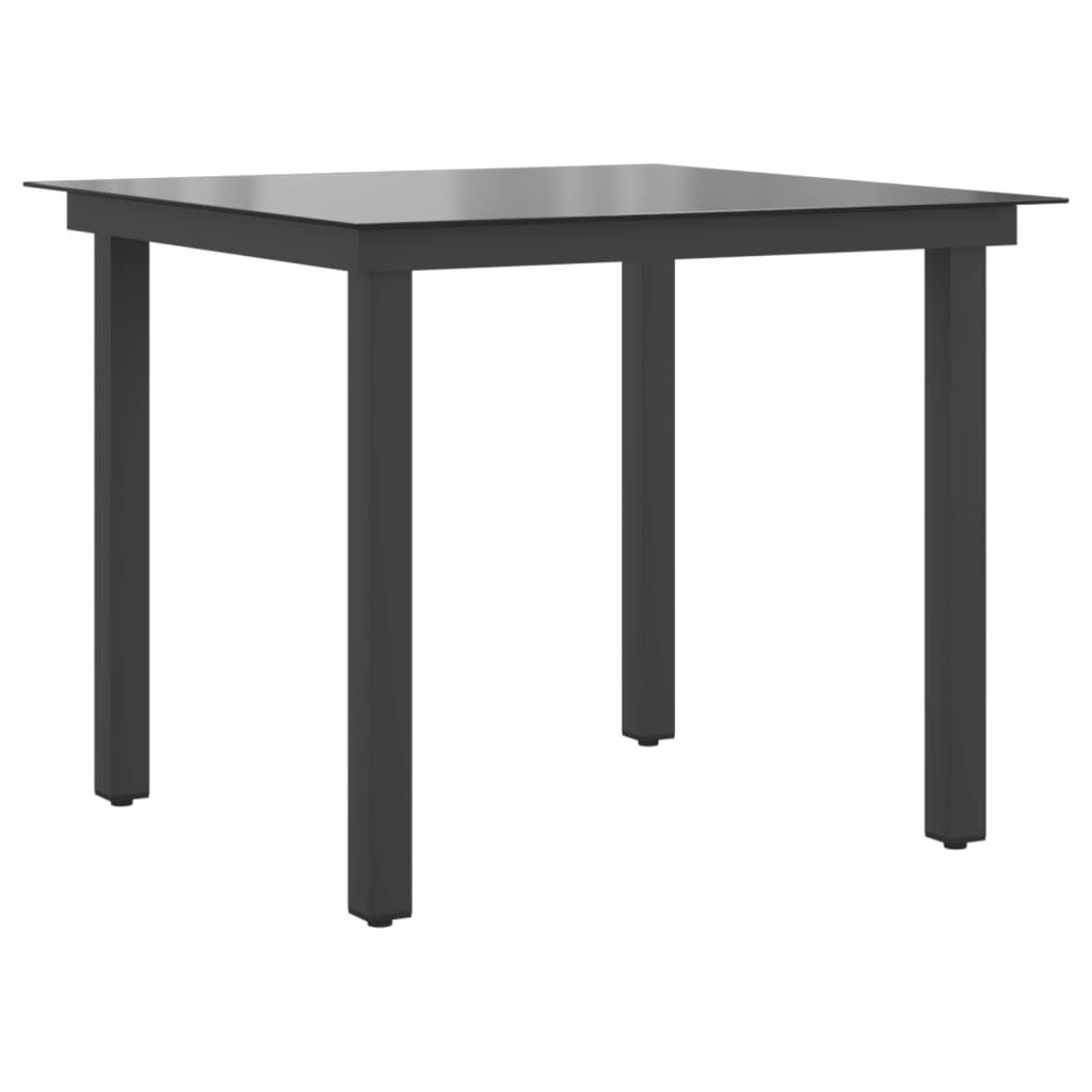 vidaXL Patio Table Black 31.5"x31.5"x29.1" Aluminum and Glass