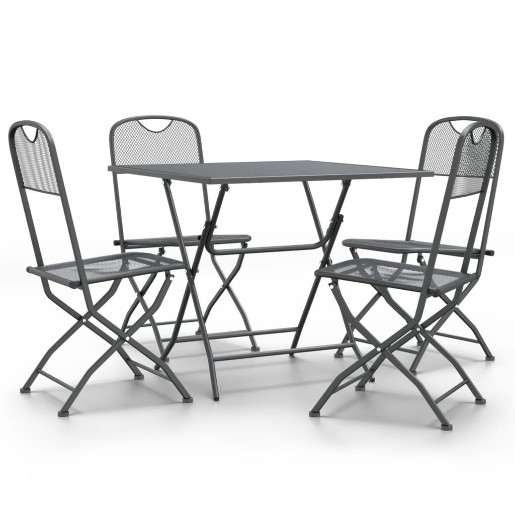 vidaXL 5 Piece Patio Dining Set Expanded Metal Mesh Anthracite