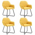 vidaXL Dining Chairs 4 pcs Yellow Fabric