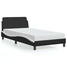 vidaXL Bed Frame "Dover" Black and White 39.4"x79.9" Faux Leather