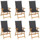 vidaXL Garden Chairs 6 pcs with Anthracite Cushions Solid Teak Wood