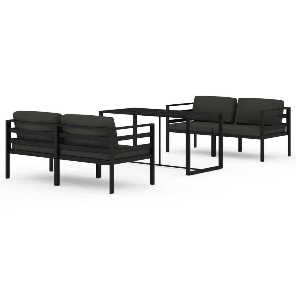 vidaXL 5 Piece Garden Lounge Set with Cushions Aluminium Anthracite