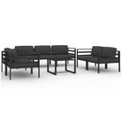 vidaXL 8 Piece Patio Lounge Set with Cushions Aluminum Anthracite