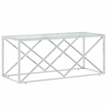 vidaXL Coffee Table 43.3"x17.7"x17.7" Stainless Steel and Glass
