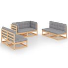 vidaXL 6 Piece Garden Lounge Set with Cushions Solid Wood Pine