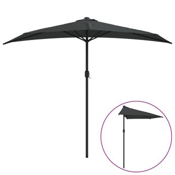 vidaXL Garden Parasol with Aluminum Pole Anthracite 106.3"x56.7" Half