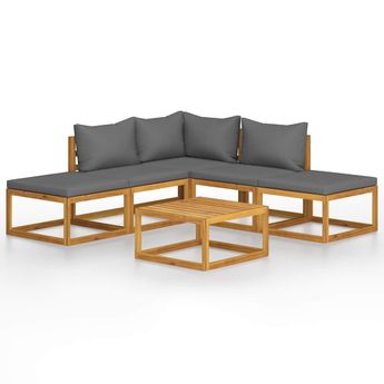 vidaXL 6 Piece Garden Lounge Set with Cushions Solid Acacia Wood