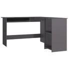 vidaXL L-Shaped Corner Desk High Gloss Gray 47.2" x 55.1" x 29.5" Engineered Wood