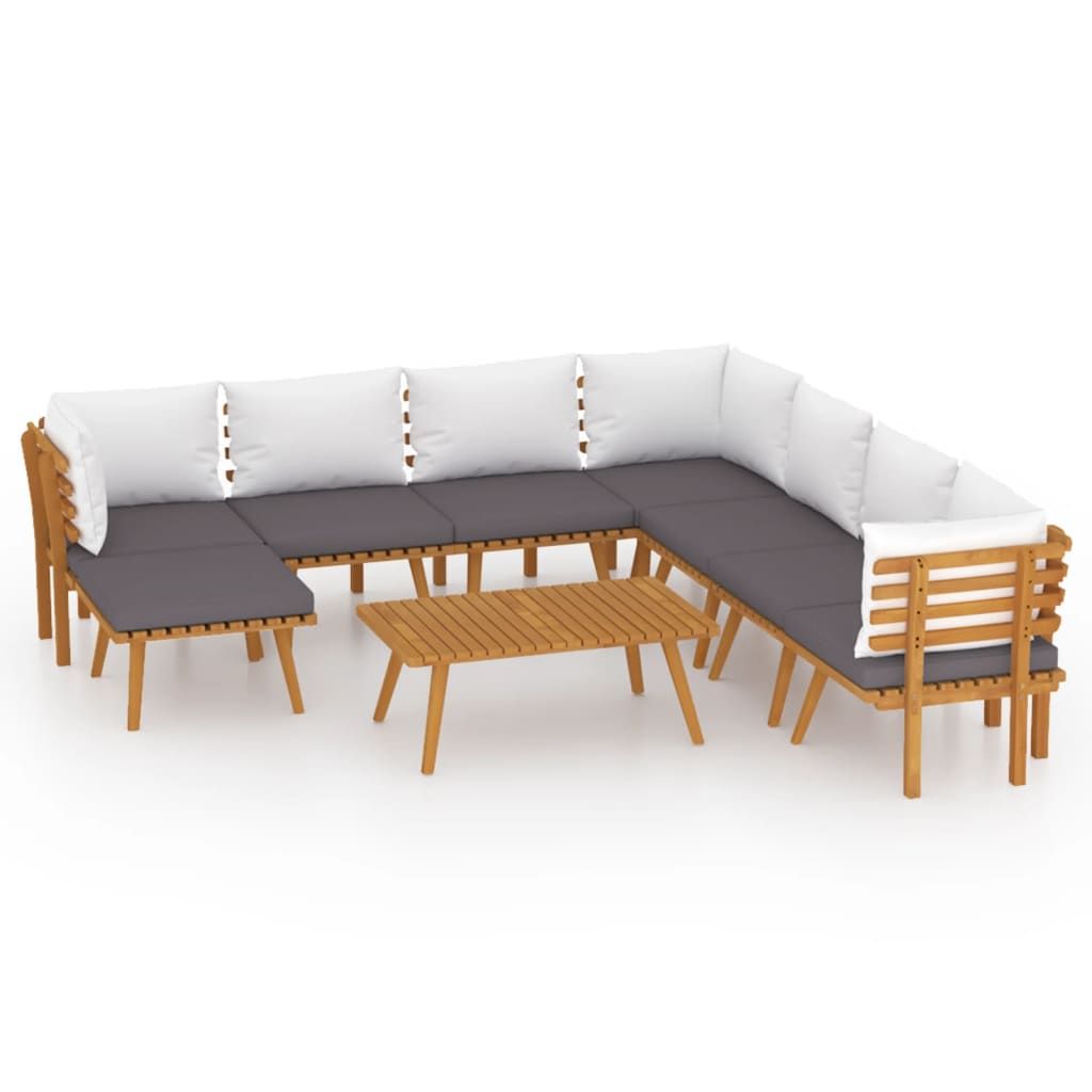 vidaXL 9 Piece Garden Lounge Set with Cushions Solid Acacia Wood