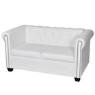 vidaXL Chesterfield 2-Seater Artificial Leather White