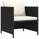 vidaXL Patio Sofa with Cushions Black Poly Rattan