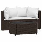 vidaXL 3 Piece Garden Lounge Set with Cushions Brown Poly Rattan