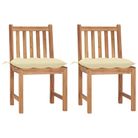 vidaXL Patio Chairs 2 pcs with Cushions Solid Teak Wood