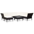 vidaXL 8 Piece Patio Lounge Set with Cushions Poly Rattan Black