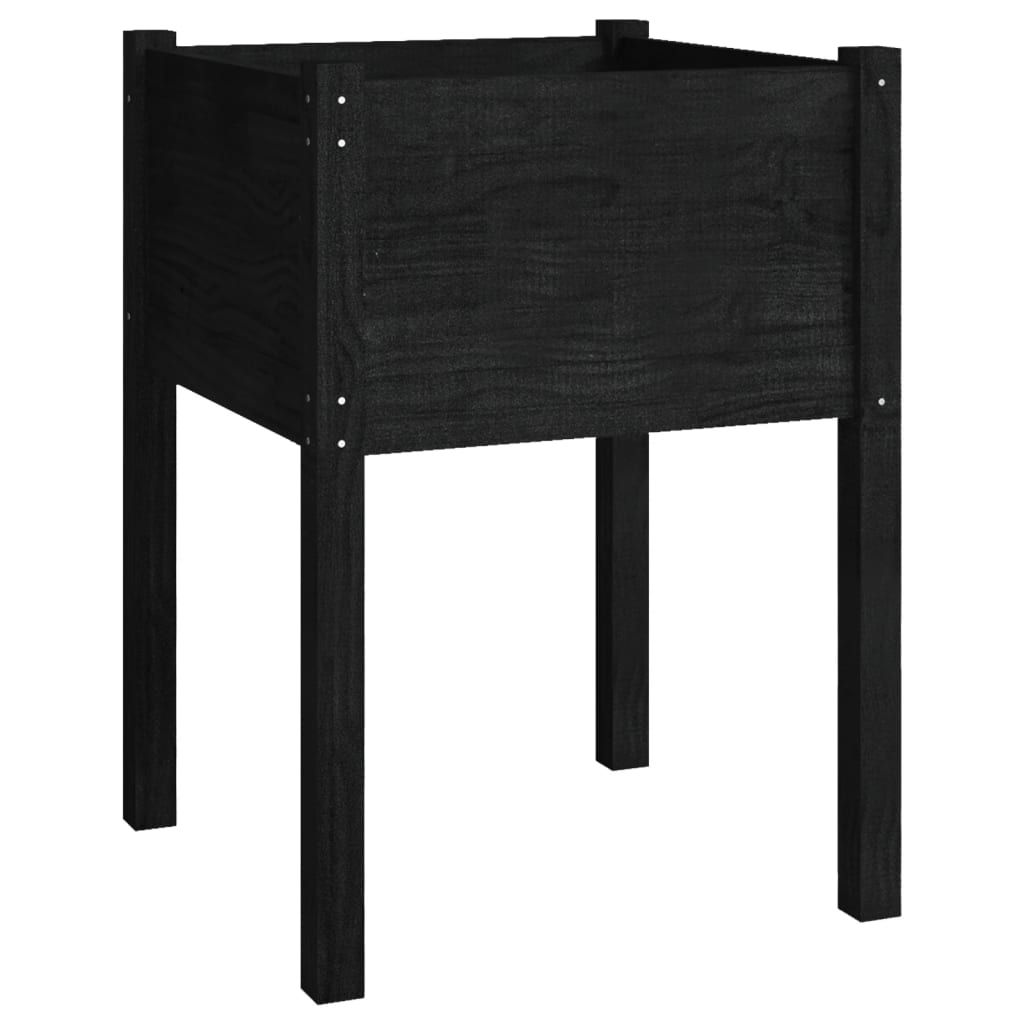 vidaXL Garden Planter Black 19.7"x19.7"x27.6" Solid Wood Pine