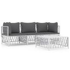 vidaXL 4 Piece Patio Lounge Set with Cushions White Steel