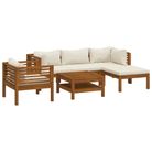 vidaXL 6 Piece Patio Lounge Set with Cream Cushion Solid Acacia Wood