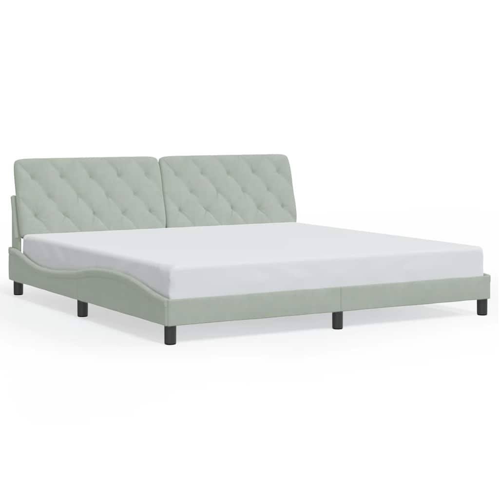 vidaXL Bed Frame without Mattress Light Gray 76"x79.9" Velvet