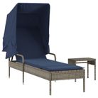 vidaXL Sun Lounger with Canopy and Table Gray Poly Rattan