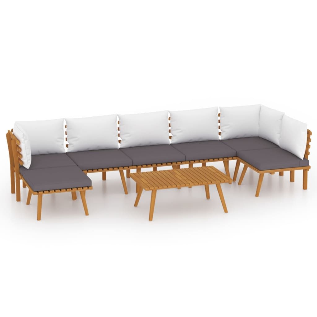 vidaXL 8 Piece Garden Lounge Set with Cushions Solid Acacia Wood