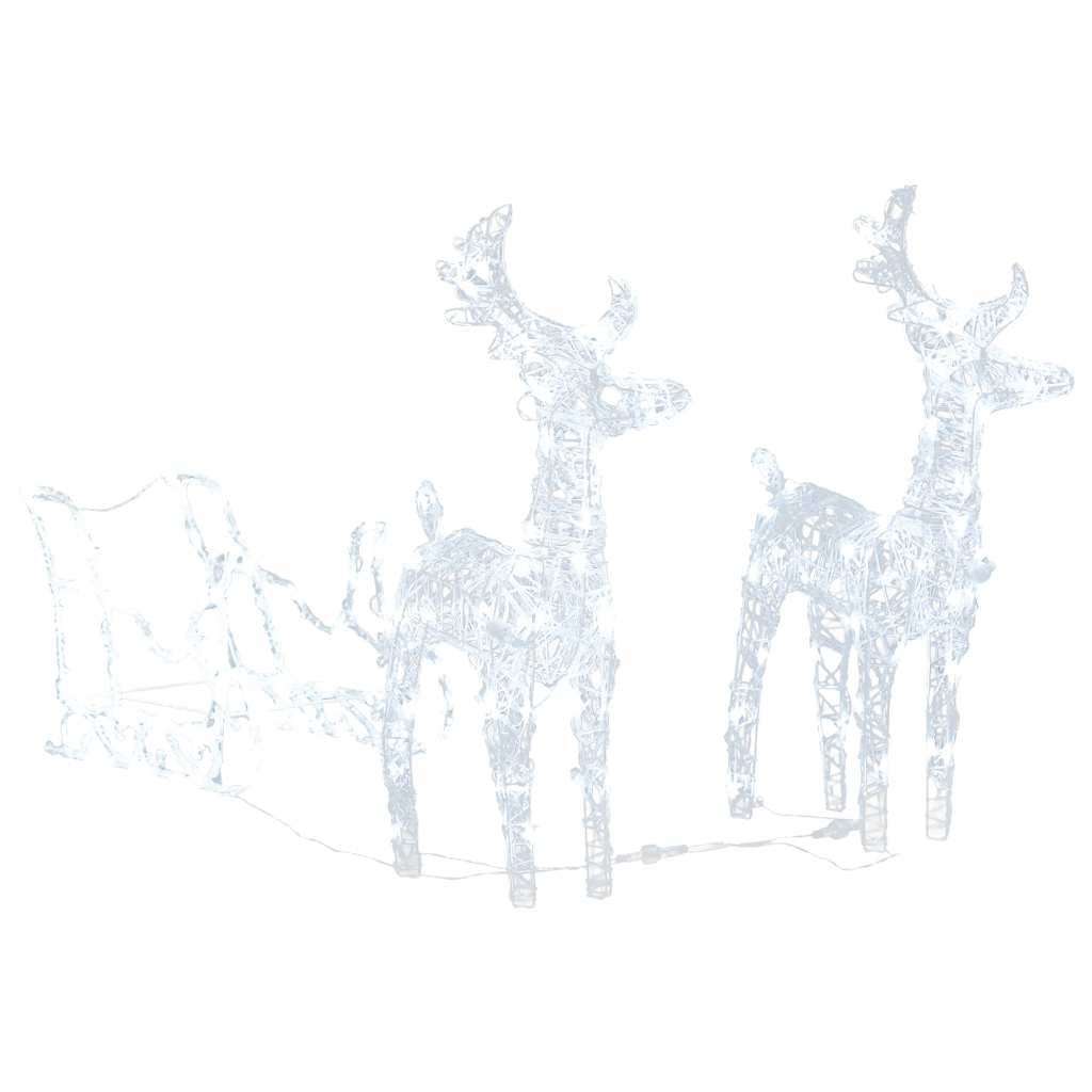 vidaXL Reindeers & Sleigh Christmas Decoration 160 LEDs 51.2" Acrylic
