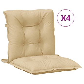 vidaXL Lowback Chair Cushions 4 pcs Melange Beige 100x50x7 cm Fabric