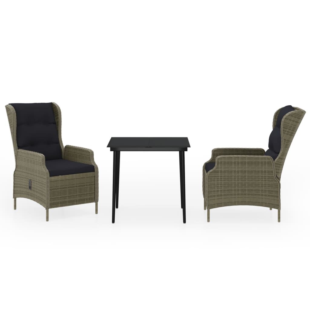 vidaXL 3 Piece Patio Dining Set Brown