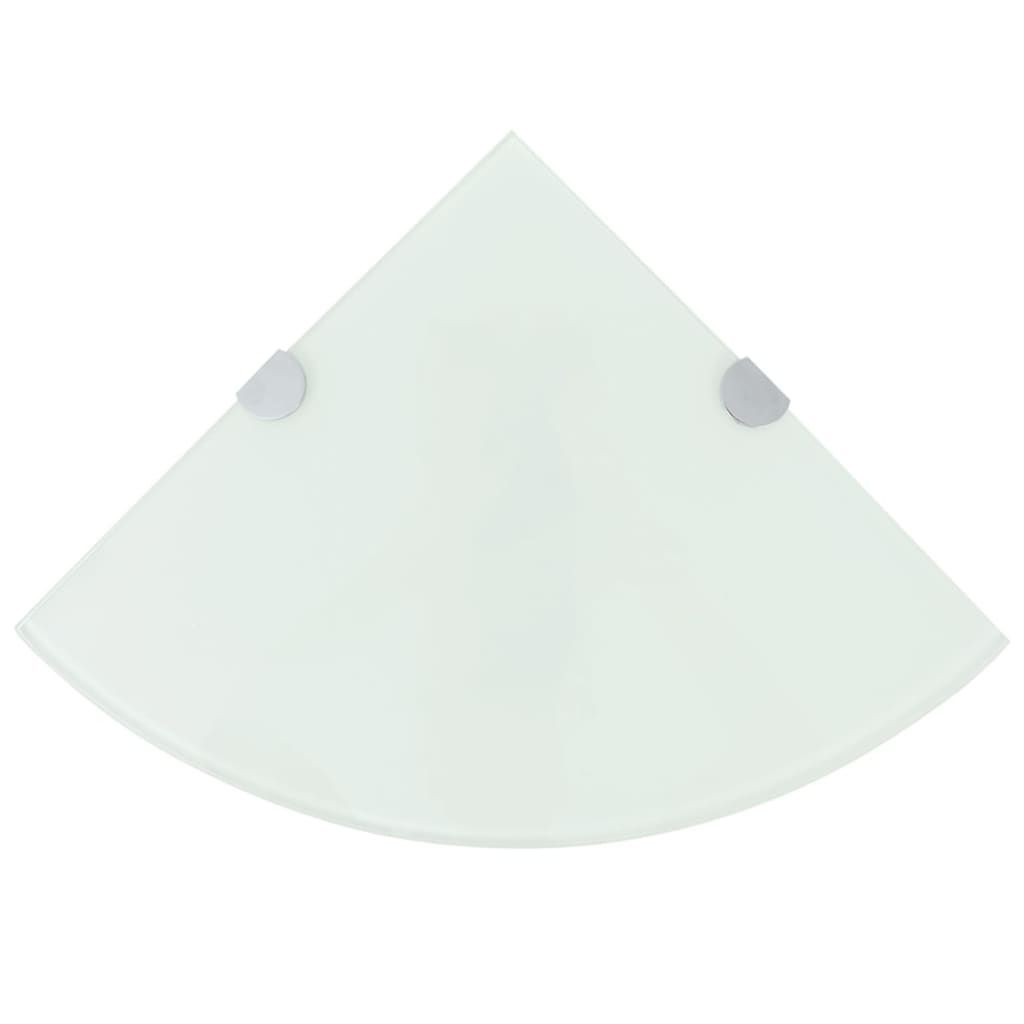 vidaXL Corner Shelf with Chrome Supports Glass White 9.8"x9.8"