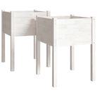 vidaXL Garden Planters 2 pcs White 19.7"x19.7"x27.6" Solid Wood Pine